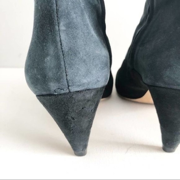 Tory Burch Cassidy Black and Blue Suede Floral Embroidered Lace Up Booties 8.5 - Picture 8 of 16